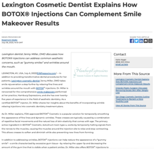 Lexington cosmetic dentist discusses how BOTOX<sup>®</sup> injections can complement aesthetic dentistry procedures.