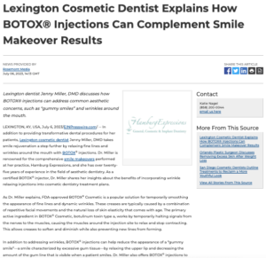 Lexington cosmetic dentist discusses how BOTOX injections can complement aesthetic dentistry procedures.